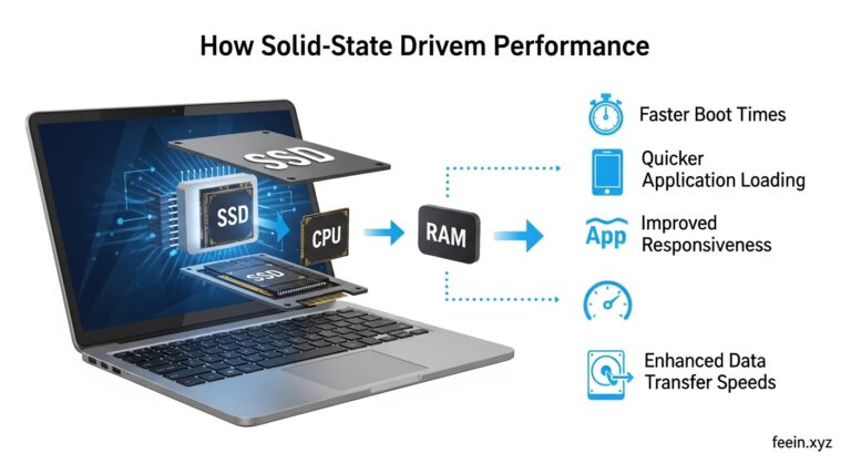 SSD vs HDD speed comparison showing faster boot time and data transfer performance