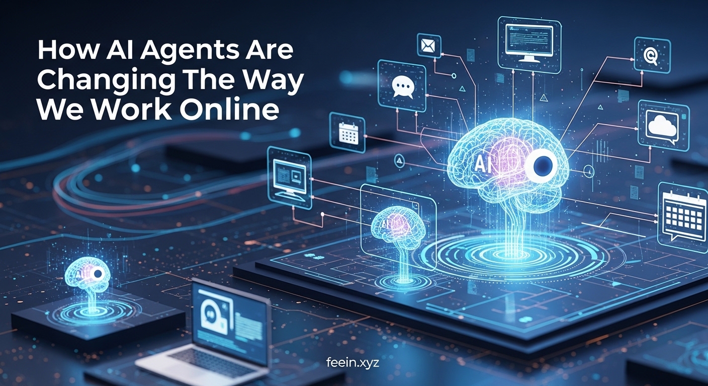 AI agents transforming online work by automating tasks, improving productivity, and assisting digital workflows