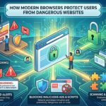Modern web browser displaying advanced security protection against dangerous and malicious websites