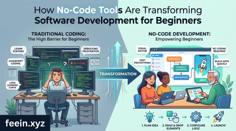 Beginner using no-code software development tools to build apps without programming skills