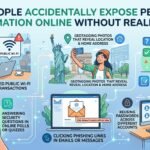 Person using a laptop while unknowingly exposing personal information online through insecure digital habits