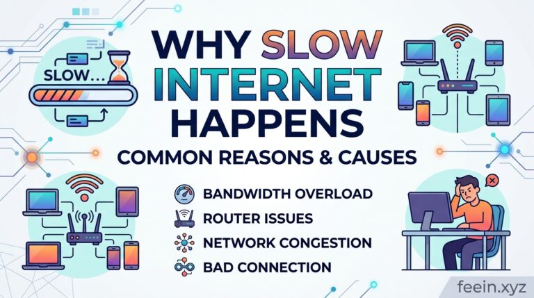 Why slow internet happens because of weak Wi-Fi signals, network congestion, outdated routers, and background apps using bandwidth
