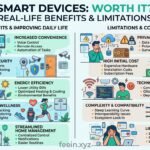 Smart home devices connected in a modern living room showing how smart technology improves daily life through automation and convenience